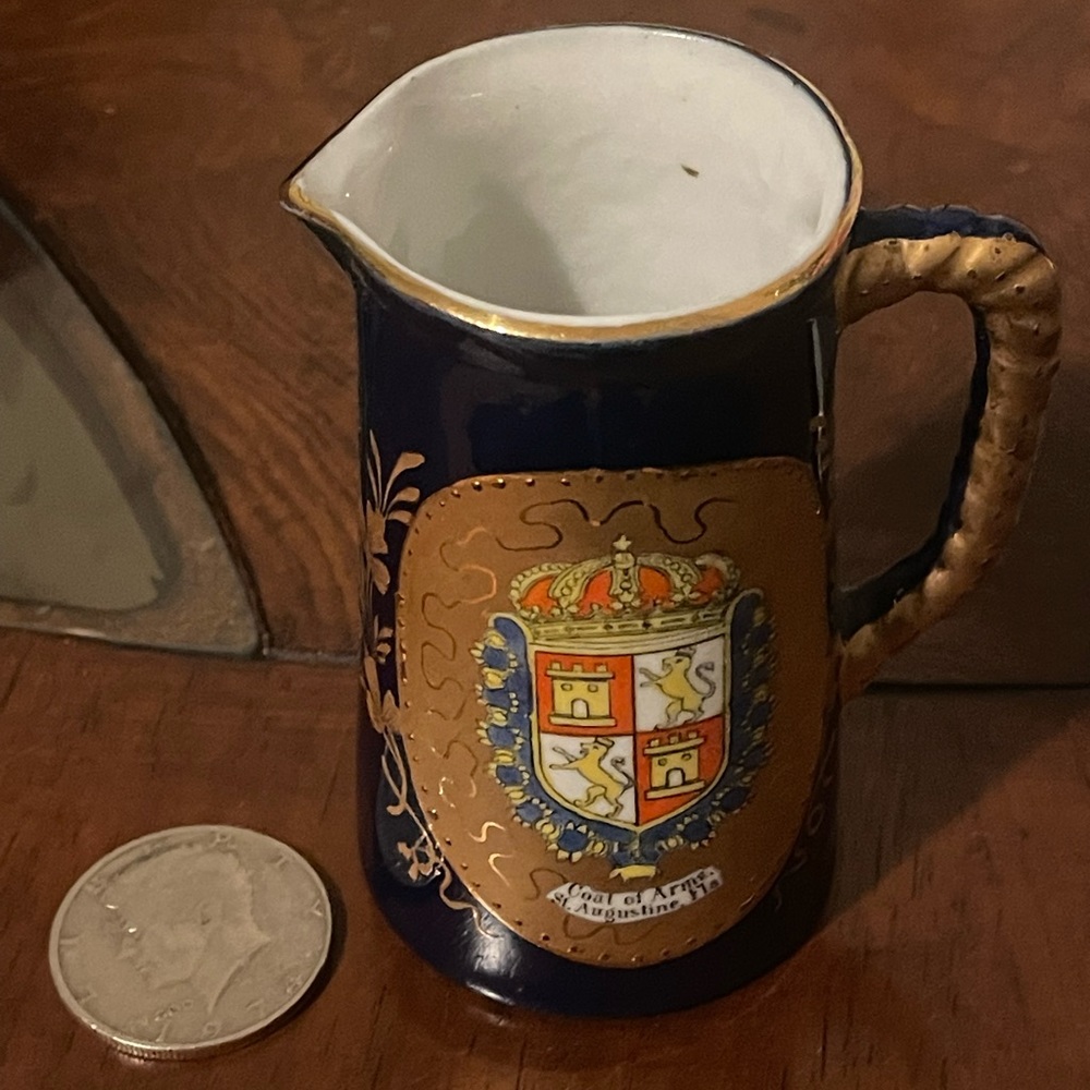 Antique “DRESDEN WHEELOCK” German Porcelain Creamer vessel w/ 24K gold leaf